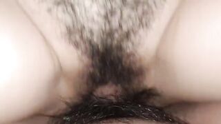 The woman has a wet and creamy pussy, she likes to be filled with cum