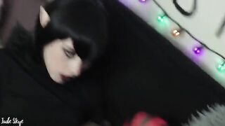 First blowjob and cum swallow with fangs for Mavis