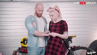 A girl is getting prepared for a date by her boyfriend