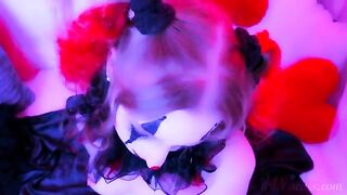 The face of the clown is covered with sperm after sex