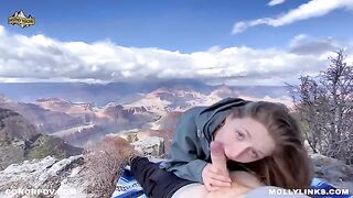 A hiking adventure turns into a hot session on top of a cliff