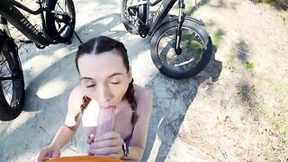 Scorching bike tour with a hot petite brunette guide