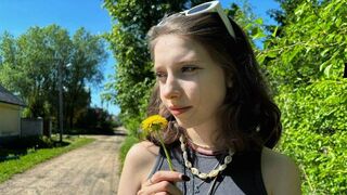 A cute Ukrainian girl was introduced to a new acquaintance on the street