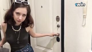 A cute Ukrainian girl was introduced to a new acquaintance on the street