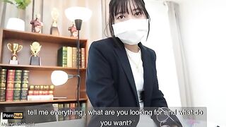 The hot gardener fucks the Asian teacher Mya Mya in the classroom