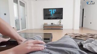 My stepsister serves my huge cock when parents are away