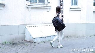 The hot teenage girl has no money, so she gets intimate in the hostel