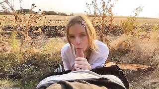 Beautiful Russian blonde gets fucked and receives a cum walk