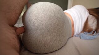 Pervert stepbrother fucks his stepsister through her leggings