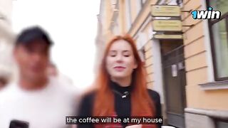 Redhead knocked on the door of a famous YouTuber and got fucked
