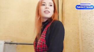 Redhead knocked on the door of a famous YouTuber and got fucked