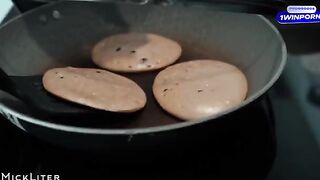 A hot breakfast for a beautiful woman is pancakes and hard sex