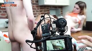 Behind the scenes of a tender threesome sex and Russian adult film making
