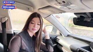 A girl got a little too close to her ex in the car, it was risky