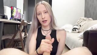 A cute silver-haired girl received a lot of cum in her pussy