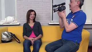 Skinny brunette babe gets banged on casting couch by DudCast