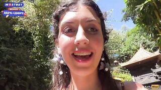 Public blowjob and cumwalk action by the waterfall