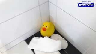 My stepmom caught me jerking off in the bathtub, and she liked it