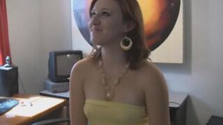A girl with big natural tits is fucking on the bed