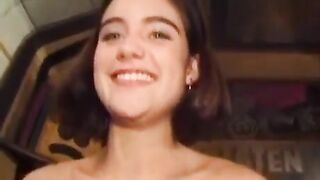 Hairy pussy porn with a messy girl and her small tits