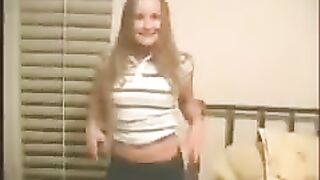 A happy young girl is fucking with her boyfriend at home
