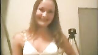 A happy young girl is fucking with her boyfriend at home