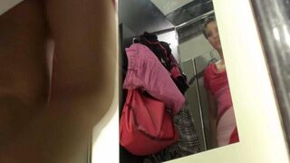 Spying for a girl in the locker room of the shop