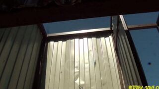 A woman was secretly filmed in a beach cabin, showcasing intimate moments