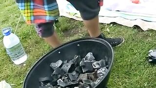 A gang of Russian students fucks in nature