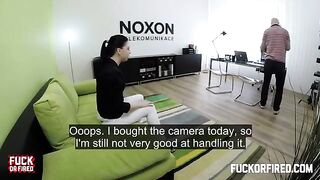 Casting agent fucked brunette on the table with a hidden camera