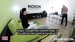 Casting agent fucked brunette on the table with a hidden camera