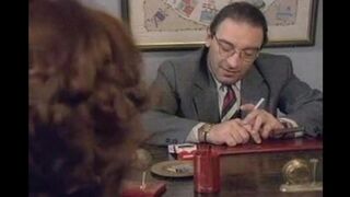 A 50-year-old man fucks a young student on the table hard