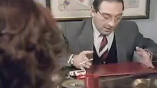 A 50-year-old man fucks a young student on the table hard