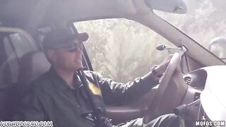 A hot grandma fucks with a soldier in the pickup truck