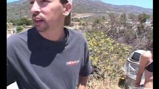 The cute girl got fucked in the car by two guys