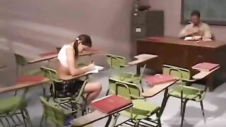 The teacher shoved cancer into a dirty slut and finished in his mouth
