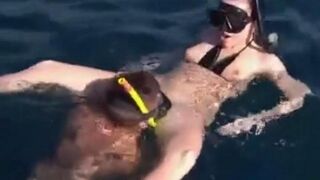 Aqualangists are having fun at the bottom of the sea in this hot video