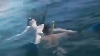 Aqualangists are having fun at the bottom of the sea in this hot video