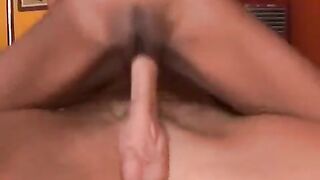 A sexy black skinny bitch loves riding big white cocks