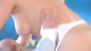 Hard sex with a woman in white stockings