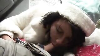 Two drunken Santa Clauses fucked the Snow Maiden in a steamy threesome