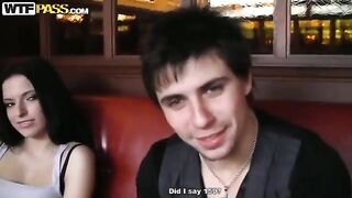 Russian guys divorced a girl from her boyfriend to fuck her in the toilet of a cafe