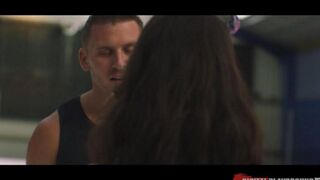 A cute girl became a fan of a hockey player and had sex with him