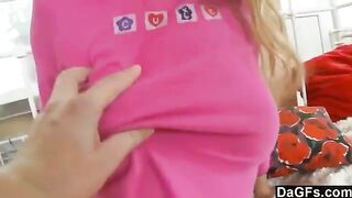 Sweet younger girl plays with her pussy with toys