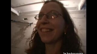 A girl is having fun with three guys in an intense threesome