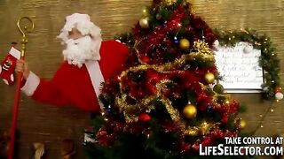 Christmas party with five Santas and a Russian slut who loves to fuck