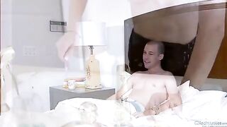 Amber Rain has sex with her husband and his friend in bed