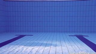 Helen swam naked in the pool, it was a hot day