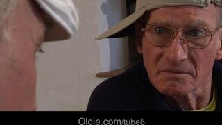 Two old people fucked by young girlfriends in a steamy scene from 2020
