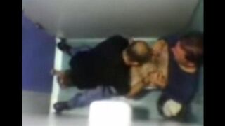 The camera in the toilet captured two guys getting oral sex